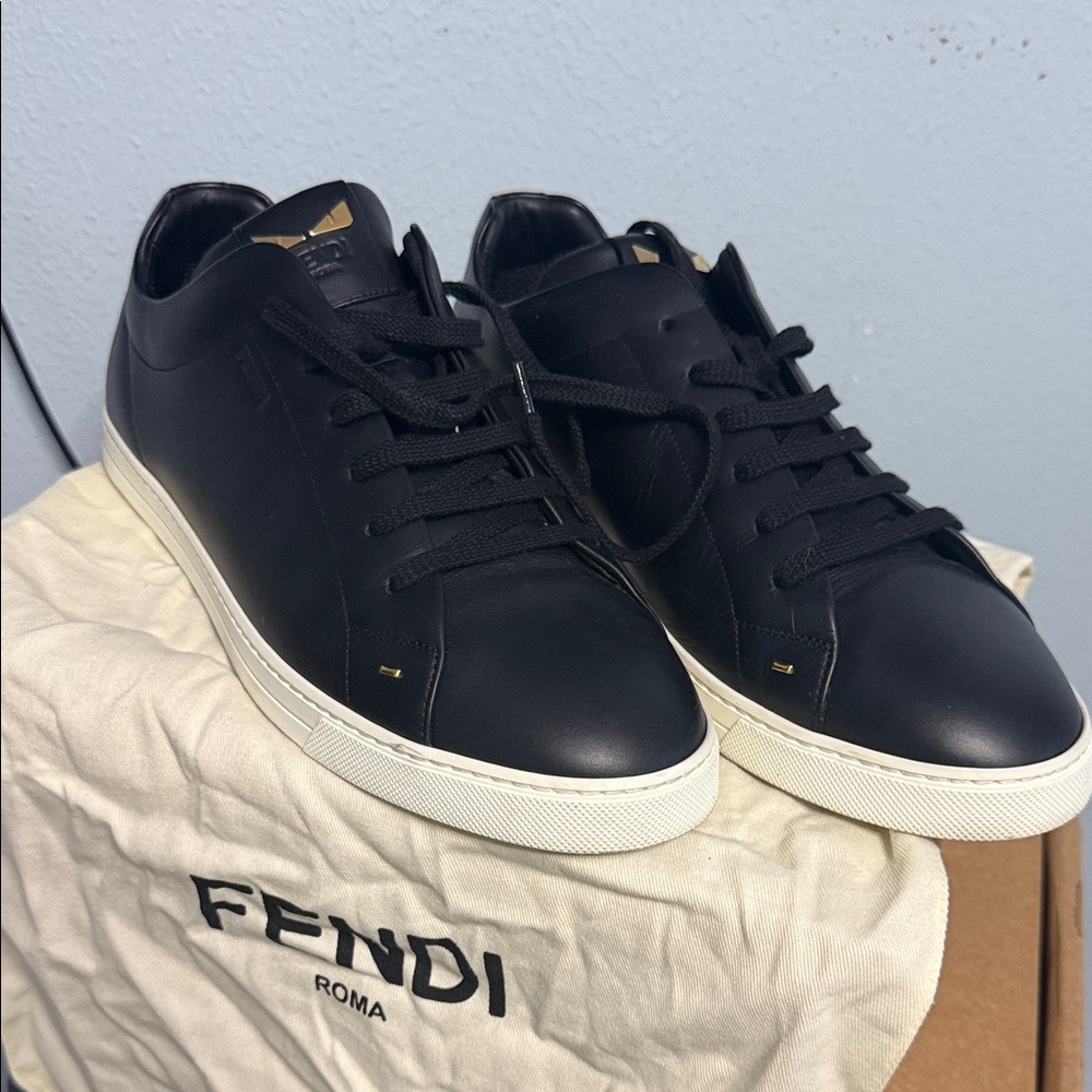 Fendi Men's Black Sneakers with White Soles